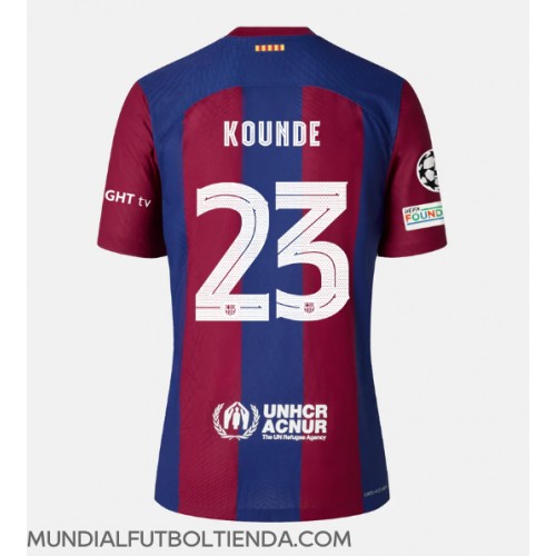 Camiseta Barcelona Jules Kounde #23 Primera Equipación Replica 2023-24 mangas cortas